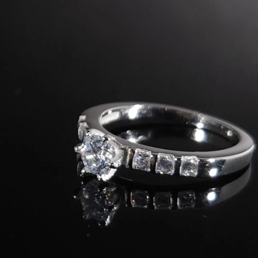 Simulated Diamond Ring in Sterling Silver Size 7